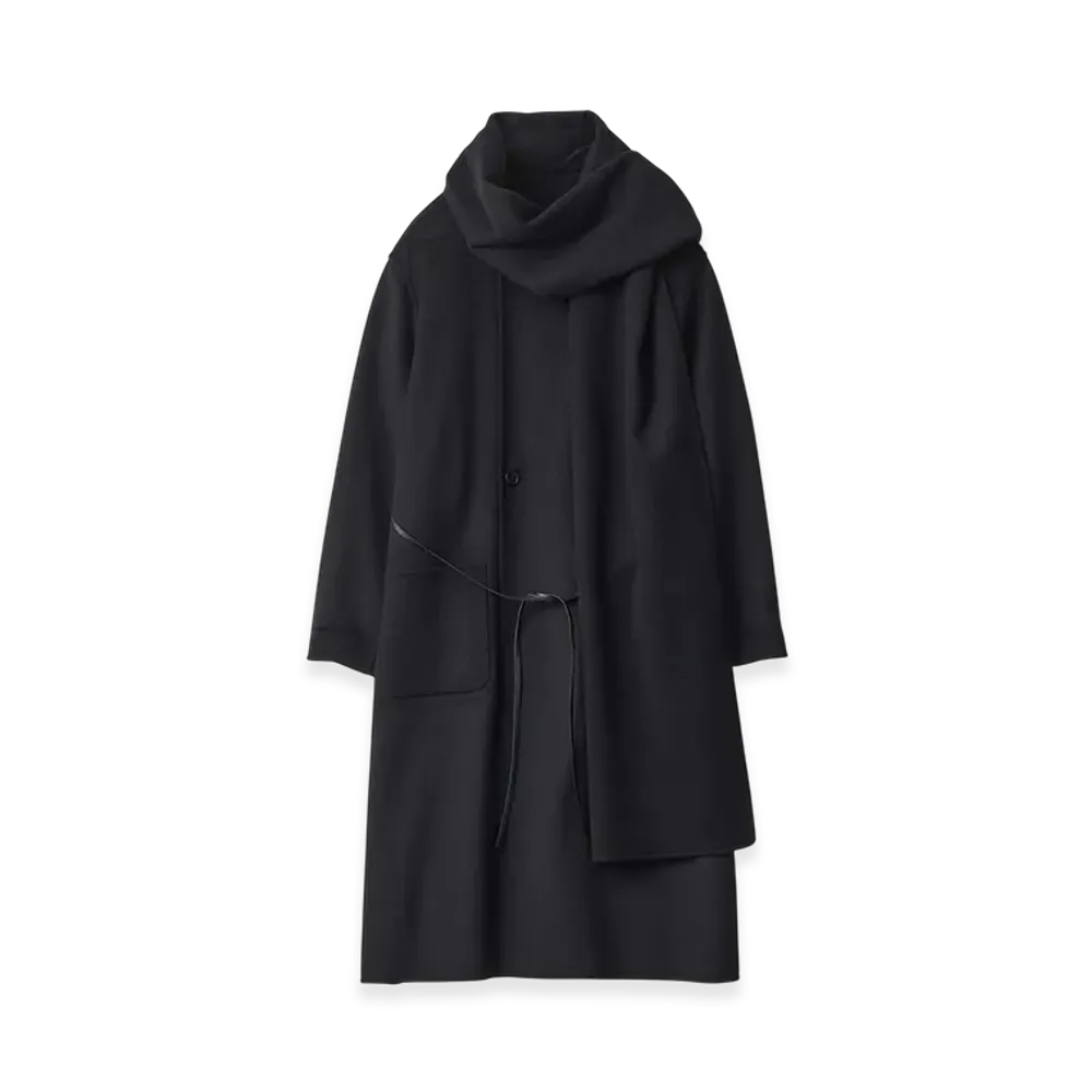 ssstein Wool Cashmere Beaver Reversible Stole Coat "Black"