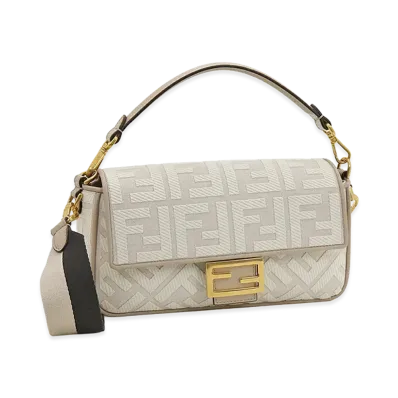 FENDI Women's Baguette Handbag "Greige/White"