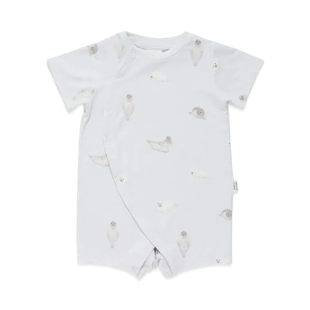 GELATO PIQUE Baby Cool Feeling To The Touch Seal Pattern Romper "Blue"