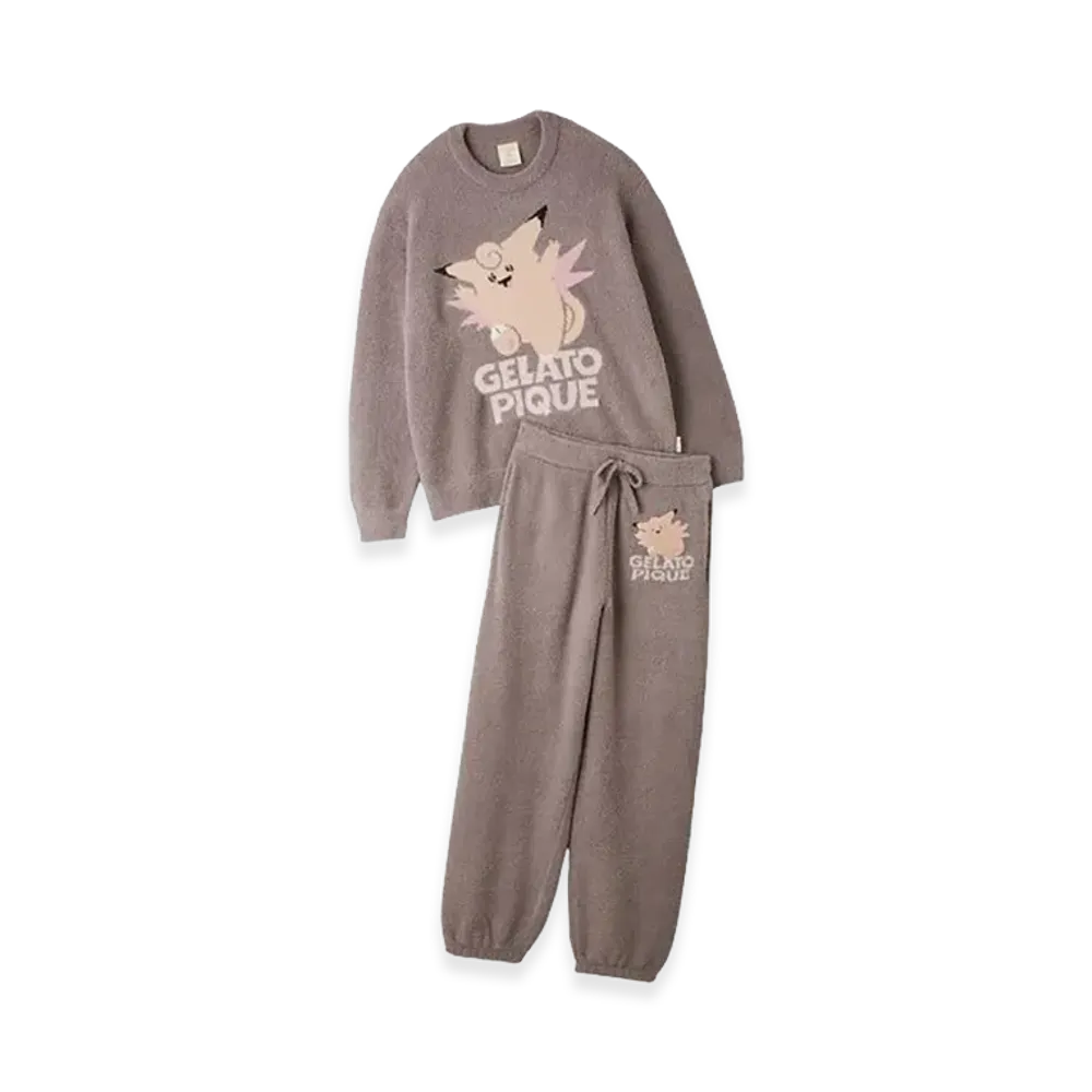 GELATO PIQUE x Pokemon Baby Moco Jacquard Pullover & Long Pants Set "Grey"