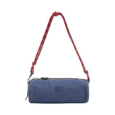 MIU MIU Women's Gabardine Shoulder Bag "Navy Blue"