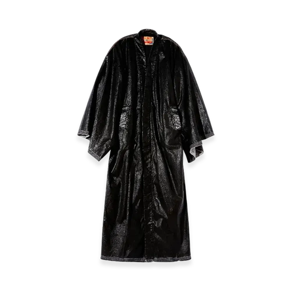 Diesel D-D-Kim Denim Kimono Coat With Coated Front "Black"