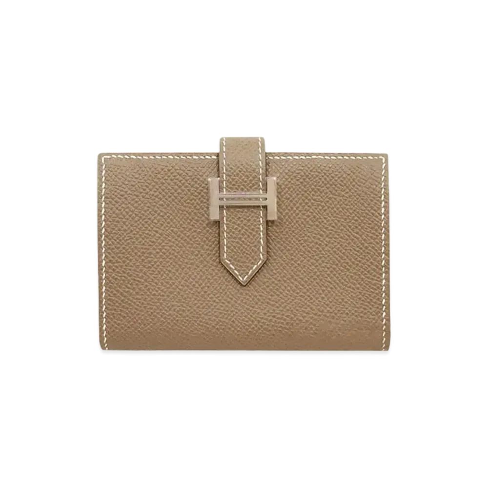 Hermes Bearn Card Case Veau Epsom "Etoupe/Silver"