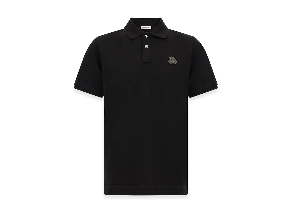 MONCLER Leather Logo Patch Polo Shirt "Black"