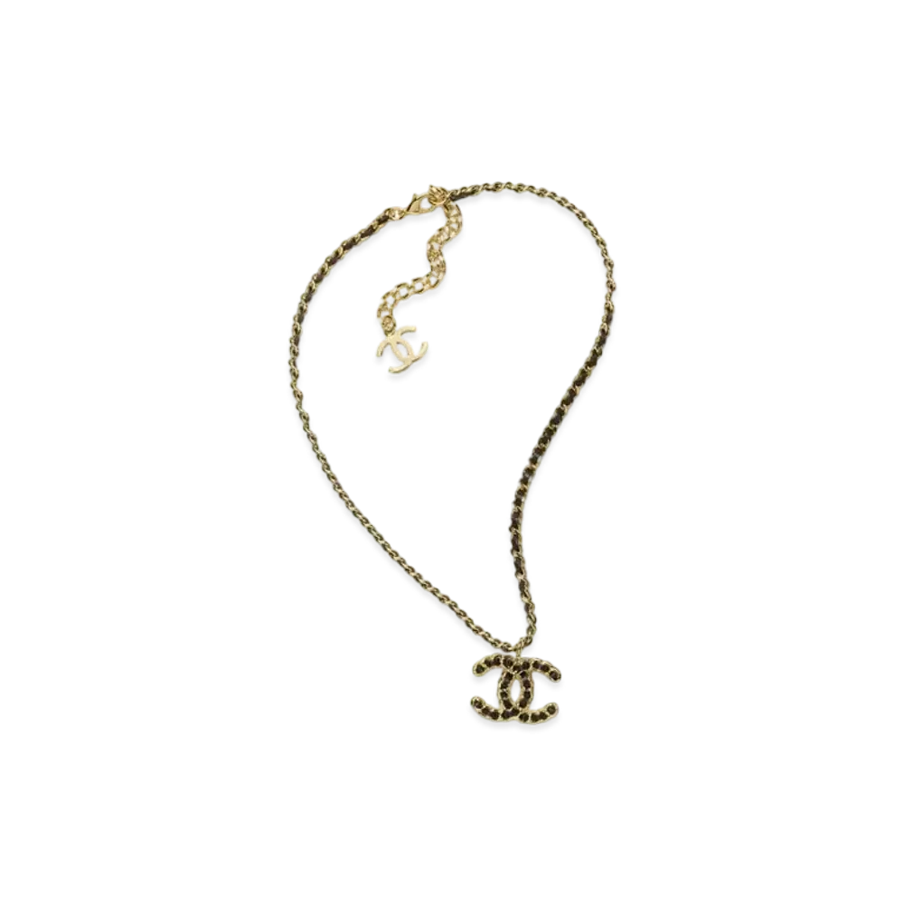 CHANEL Necklace Metal & Lambskin "Gold/Black"