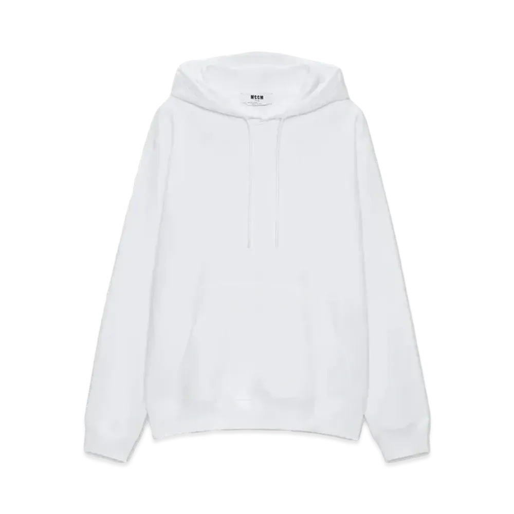 MSGM Cotton Sweatshirt With A Maxi Logo On The Hood "White"