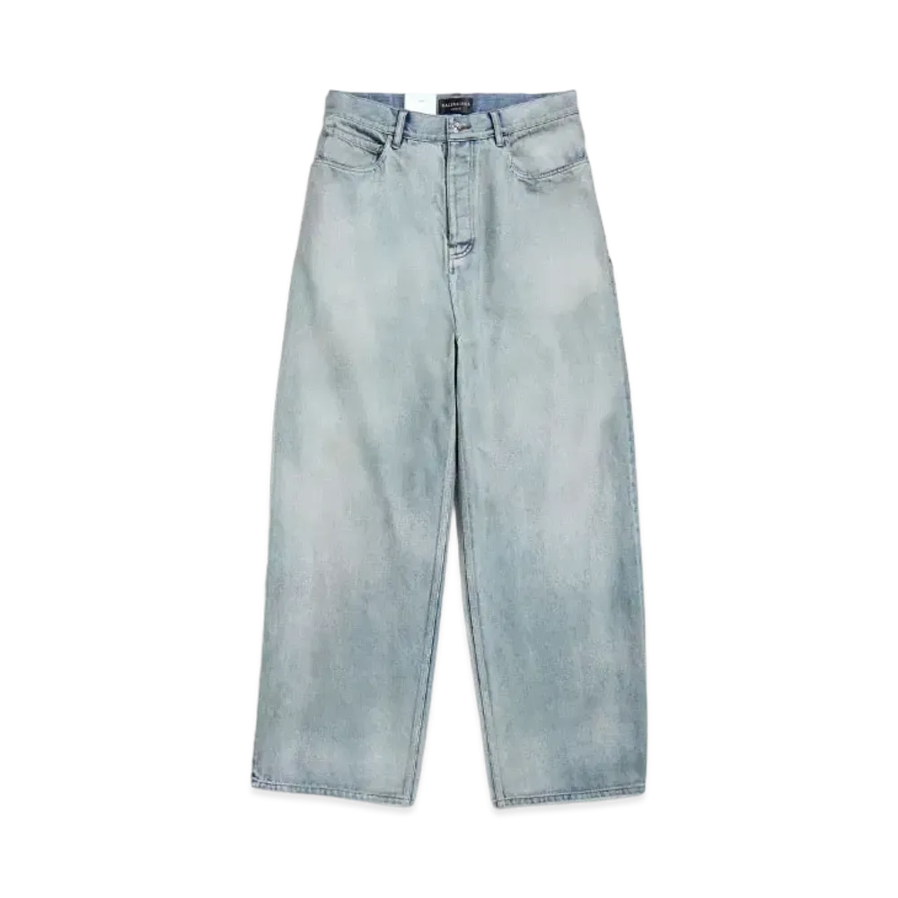 BALENCIAGA Denim Size Sticker Baggy Pants "Light Blue"
