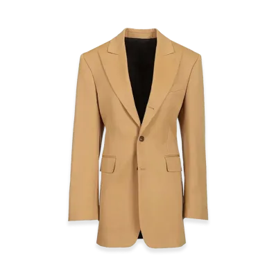 CELINE Women's Diagonal Wool Column Jacket "Beige"