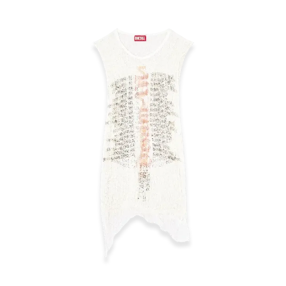 Diesel K-Abante-B Knitted Tank Top With Distressing "White"