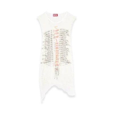 Diesel K-Abante-B Knitted Tank Top With Distressing "White"