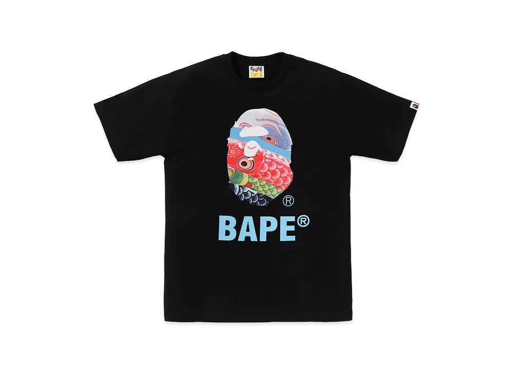 A BATHING APE Kids Carp Streamer Photo Ape Head Tee "Black"