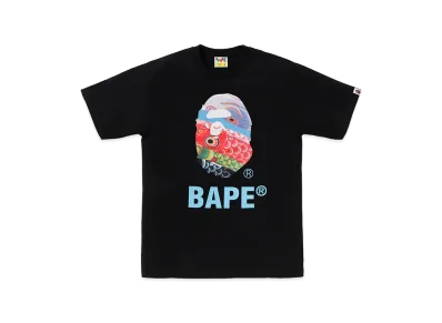 A BATHING APE Kids Carp Streamer Photo Ape Head Tee "Black"