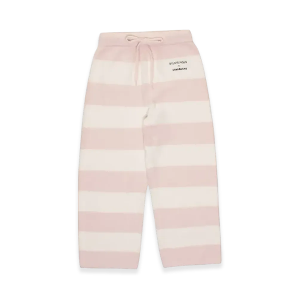 STARBUCKS x GELATO PIQUE Powder Bear Embroidery Border Long Pants "Soft Pink"