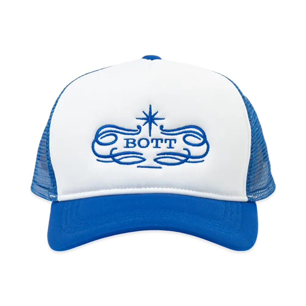 BoTT Luxe Logo Mesh-Back 5-Panel Trucker Cap "Blue"