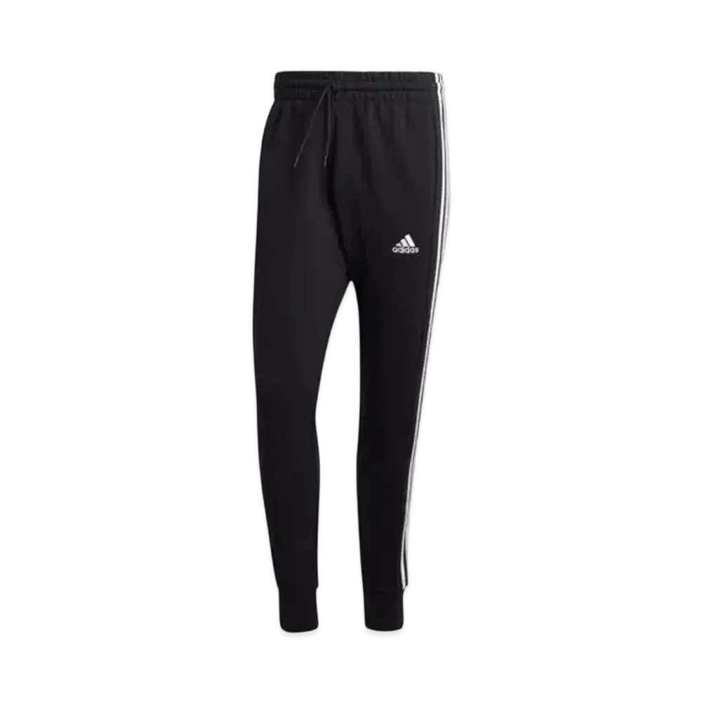 adidas Essentials French Terry Tapered Cuff Three Stripes Pants "Black/White"