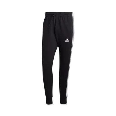 adidas Essentials French Terry Tapered Cuff Three Stripes Pants "Black/White"