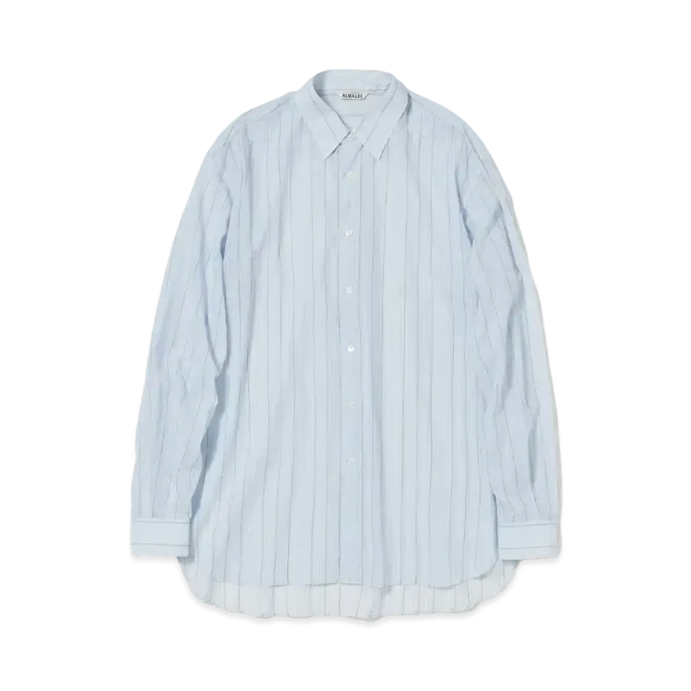 AURALEE Hard Twist Finx Organdy Stripe Shirt "Light Blue Stripe"