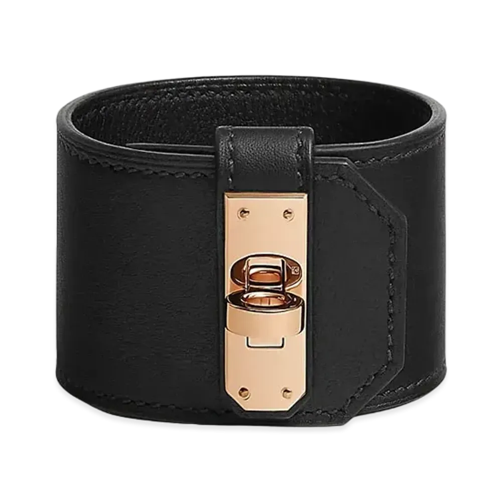 Hermes Kelly Twist Bracelet Large Model "Noir/Pink Gold"