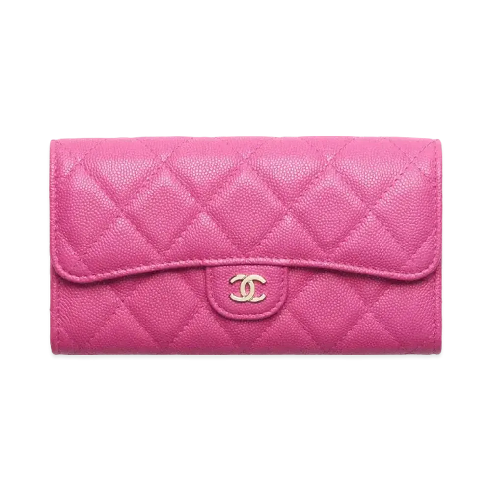 CHANEL Classic Flap Wallet Grain Shiny Calfskin "Pink"