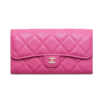 CHANEL Classic Flap Wallet Grain Shiny Calfskin "Pink"