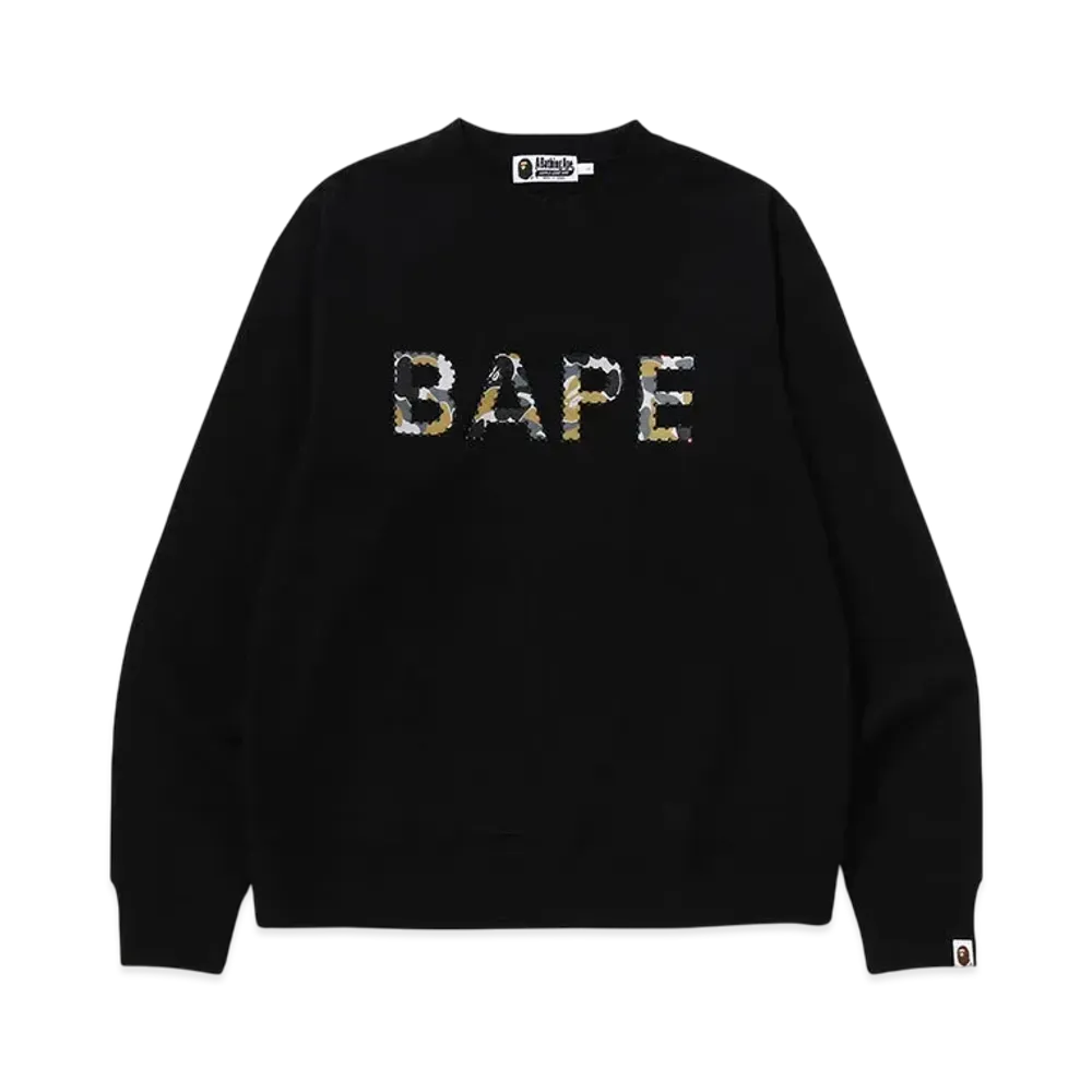 A BATHING APE Crystal Stone Bape Crewneck Sweatshirt "Black"
