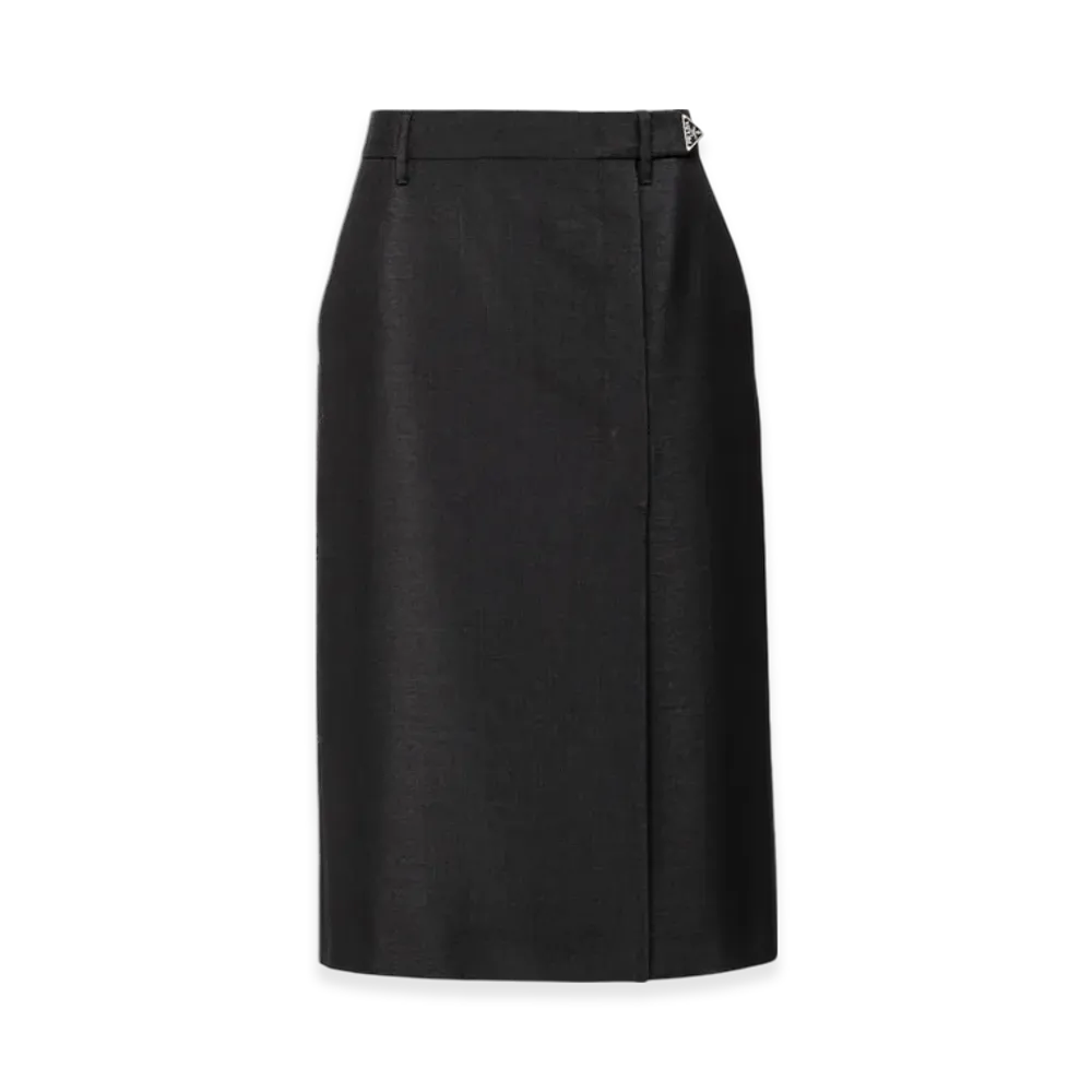 PRADA Women's Kid Mohair Midi Skirt "Black"