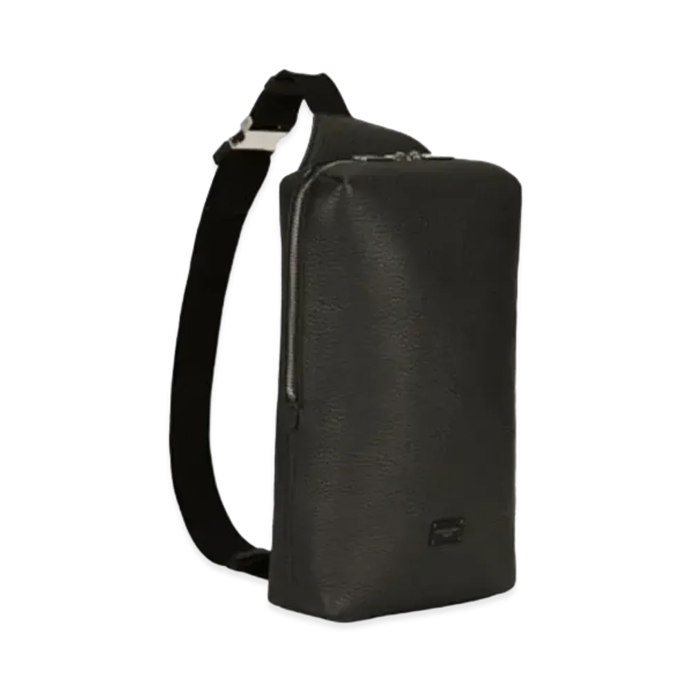 Dolce&Gabbana Palermo Waist Pouch Hammard Calfskin Logo Plate "Black"