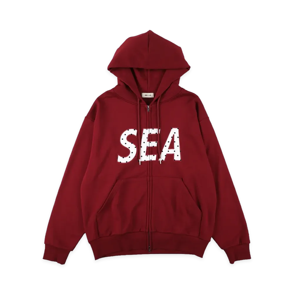 WIND AND SEA Dot Sea Patch Zip Up Sweat "Dark Red"