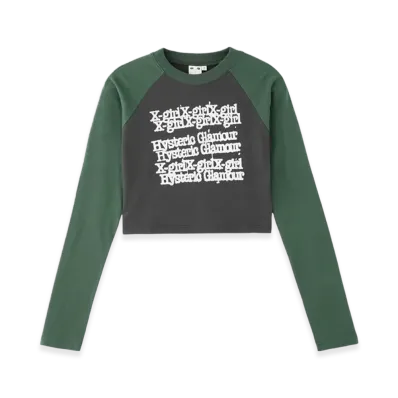 HYSTERIC GLAMOUR x X-Girl L/S Raglan Compact Top "Green"