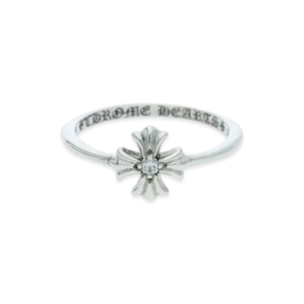 Chrome Hearts Bubble Gum CH Plus Ring 1 Diamond "Silver/Clear"