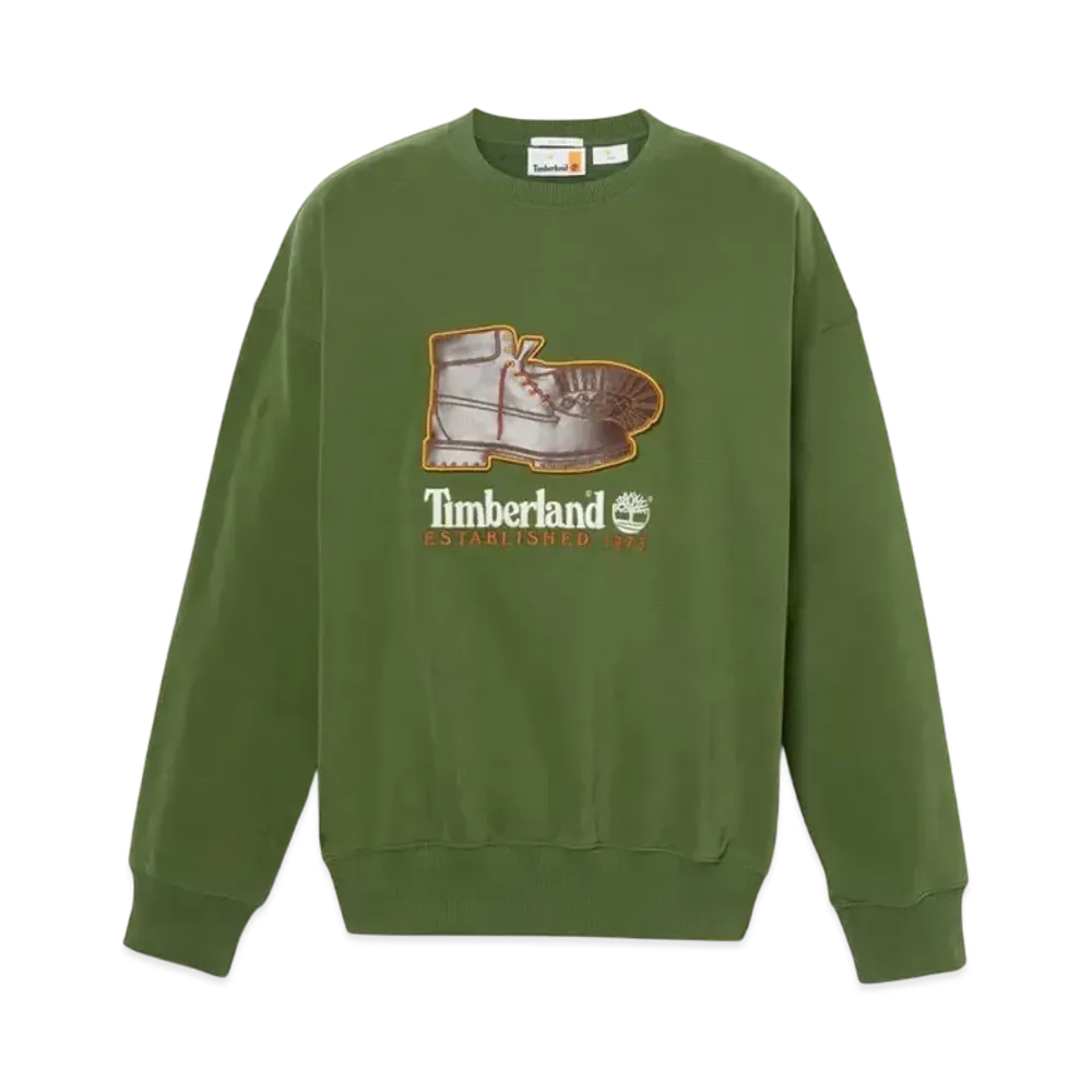 Timberland Allgender Box Fit Badge Crew Neck Sweatshirt "Green"