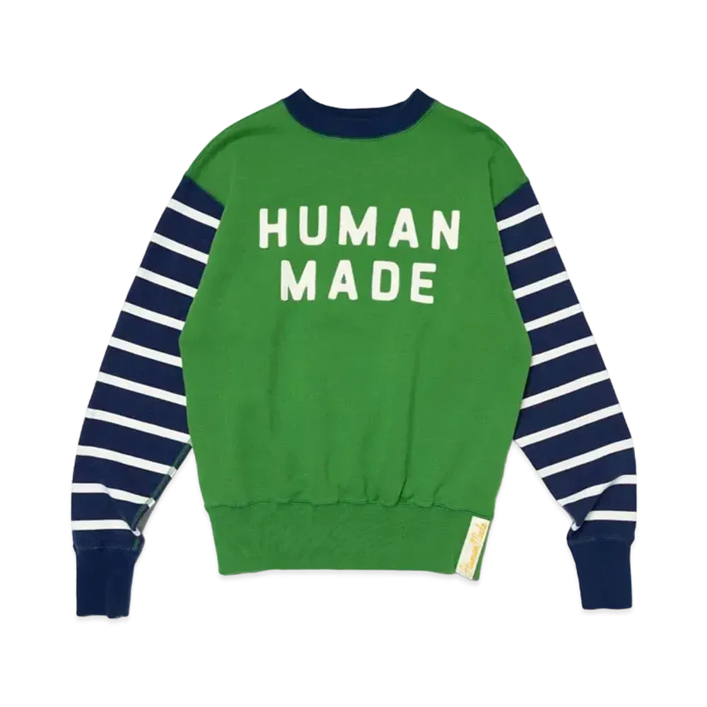 HUMAN MADE Striped Sleeve Sweatshirt "Green"