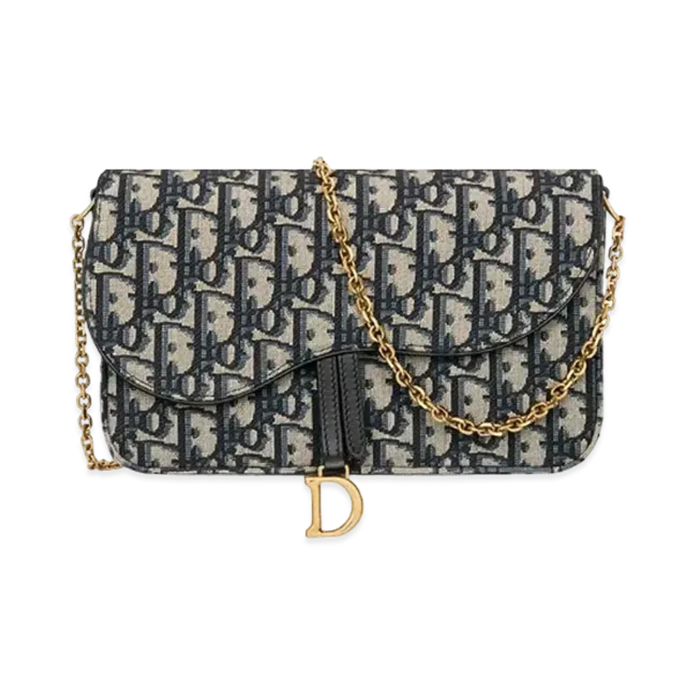 Dior Saddle Pouch With Chain "Blue"