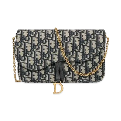 Dior Saddle Pouch With Chain "Blue"