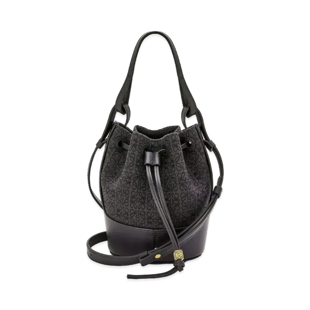 LOEWE Mini Balloon Bag In Anagram Jacquard And Calfskin "Anthracite / Black"