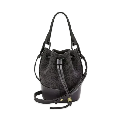 LOEWE Mini Balloon Bag In Anagram Jacquard And Calfskin "Anthracite / Black"