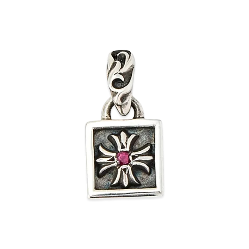 Chrome Hearts Framed CH Plus 1 Ruby Pendant "Silver/Red"