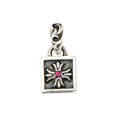 Chrome Hearts Framed CH Plus 1 Ruby Pendant "Silver/Red"