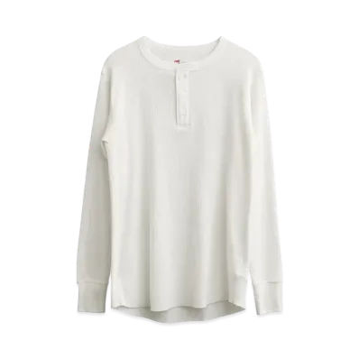 Hanes Thermal Henley Long Sleeve T-Shirt "OffWhite"