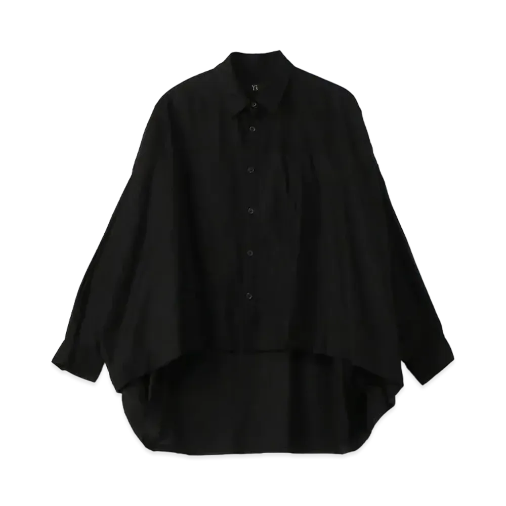 Yohji Yamamoto Y's C/ THIN TWILL FRONT DOUBLE BIG BLOUSE "Black"