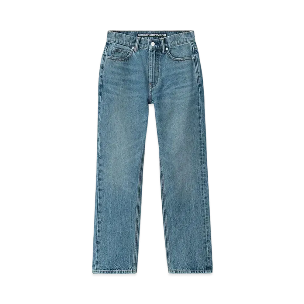 Alexander Wang Denim Og High Rise Stovepipe Jeans "Medium Indigo"