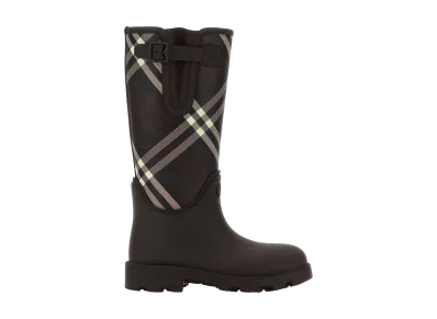 Burberry Women's Printed Canvas Boots "Checked"