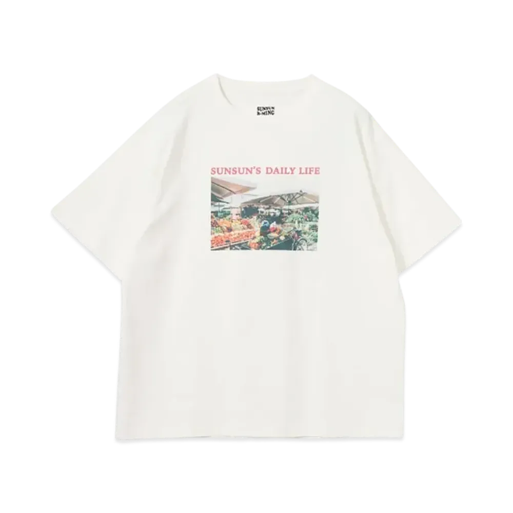 B:MING by BEAMS x PUPPET SUNSUN / Fade Photo Print T-Shirt Market "OffWhite"