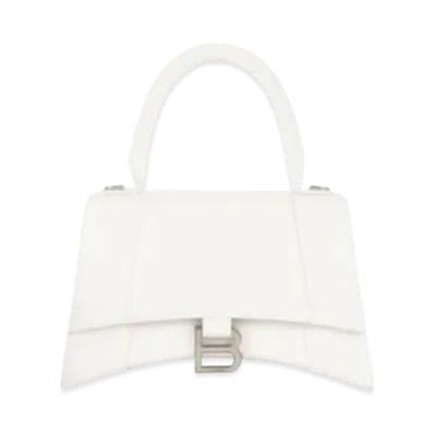 BALENCIAGA Women's Hourglass Small Top Handle Bag "White"