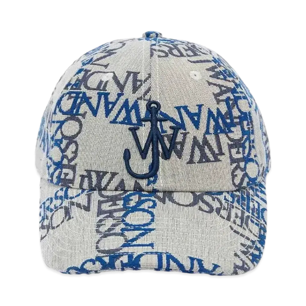 JW ANDERSON Baseball Cap With Logo Grid "Off White/Blue"
