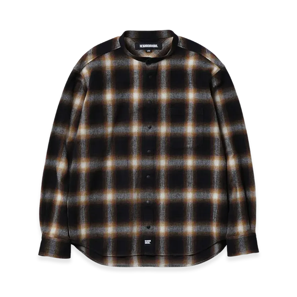 NEIGHBORHOOD Hombre Check Band Collar Shirt LS "Brown"