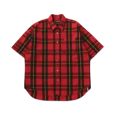 mastermind WORLD Block Plaid SS Shirt "Red (Block Plaid)"
