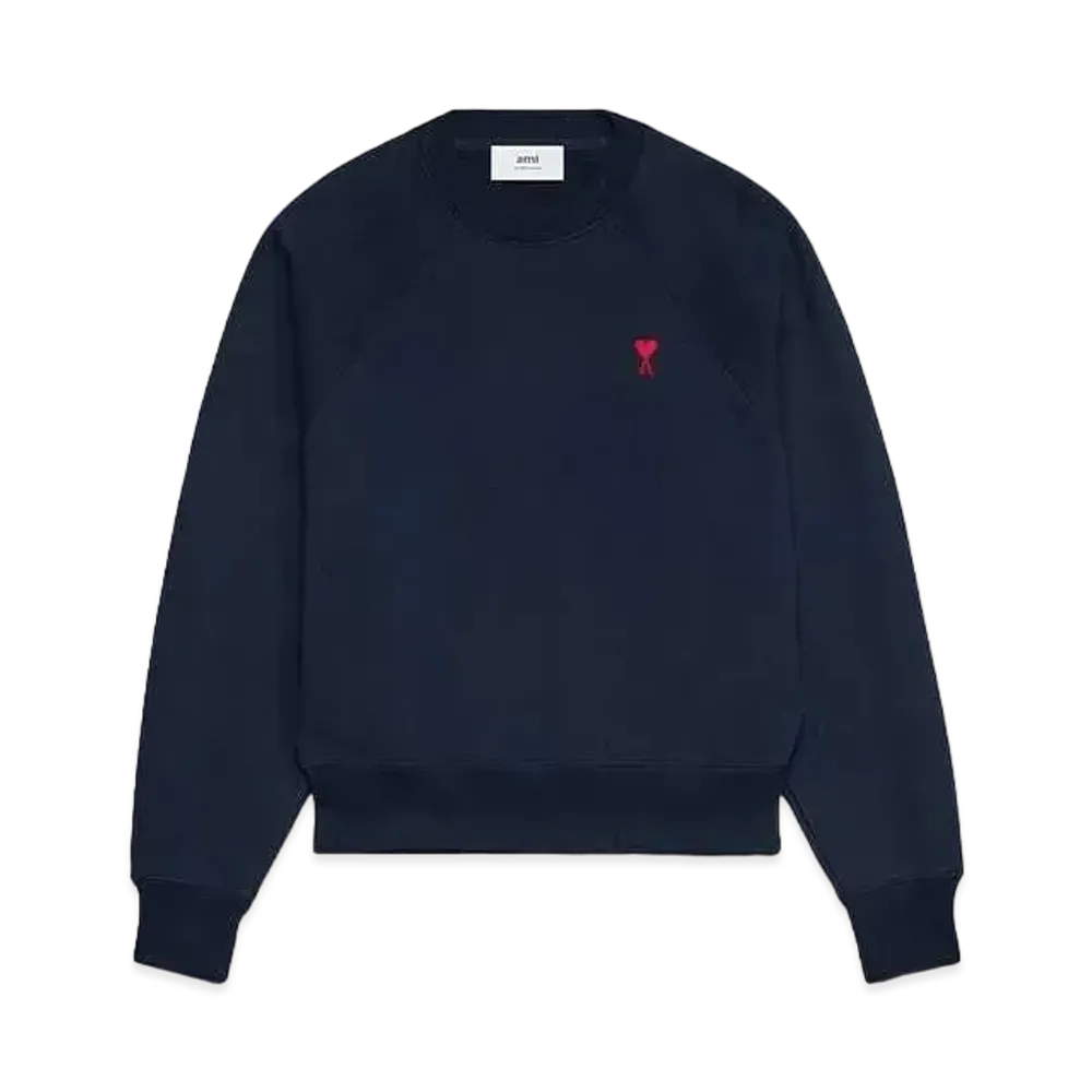 AMI PARIS Loop Back Organic Cotton Heavy Fleece Sweat Shirt #1 "Night Blue"