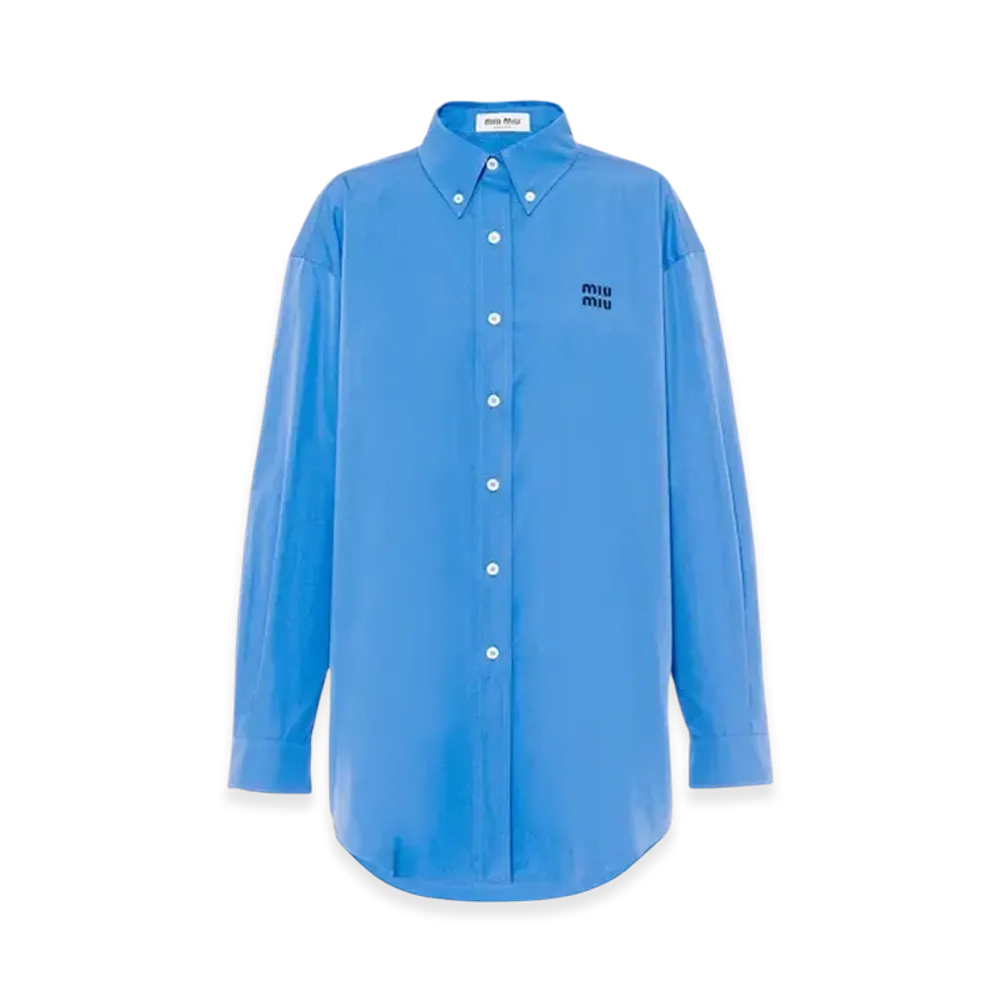 MIU MIU Women's Oversized Poplin Shirt "Periwinkle Blue"