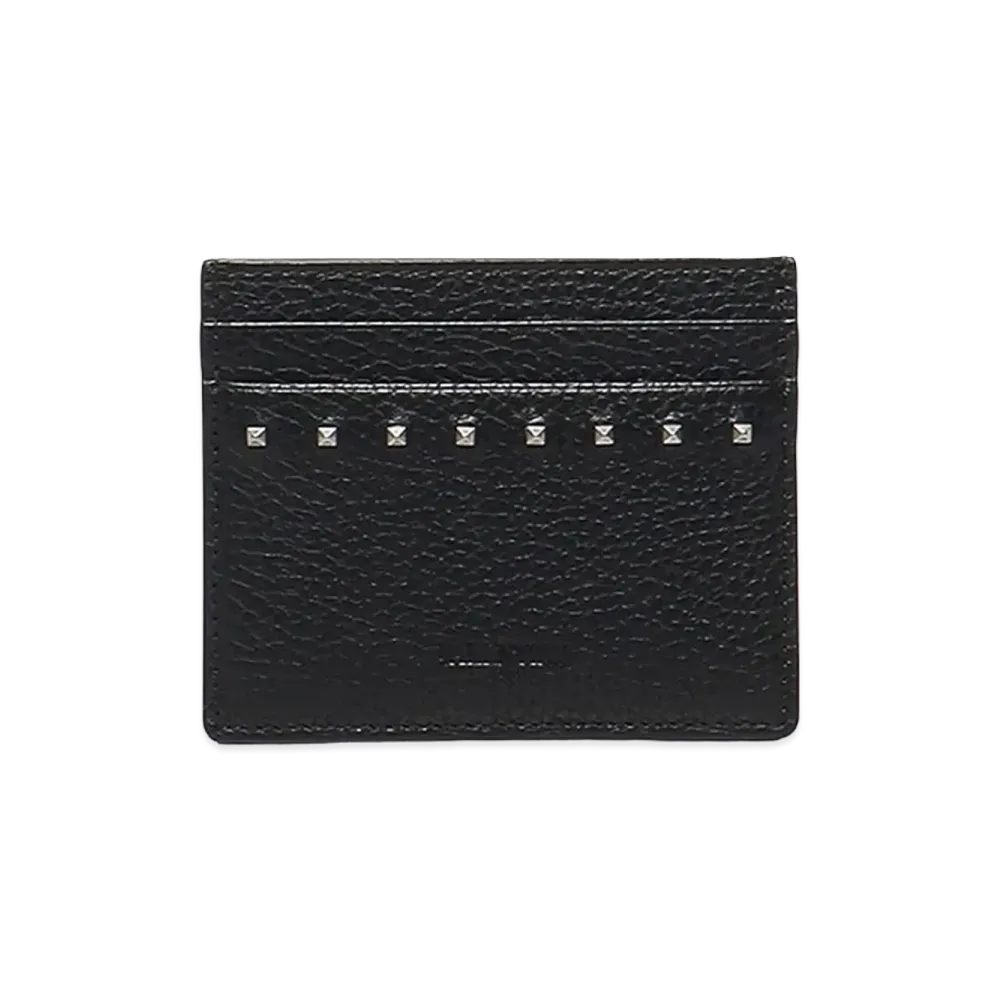 Valentino Rockstud Leather Card Holder "Black"